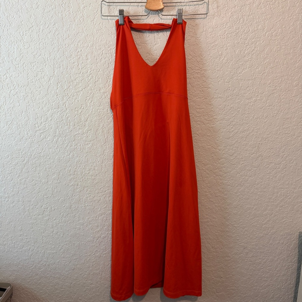 Patagonia Kamala Halter Tie Back Dress Size M Orange Gorpcore Activewear